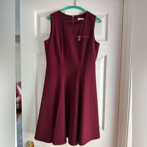 Calvin Klein Wine Sleeveless Aline Dress.